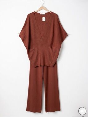Free People Wide-Leg Knit Jumpsuit in Rust